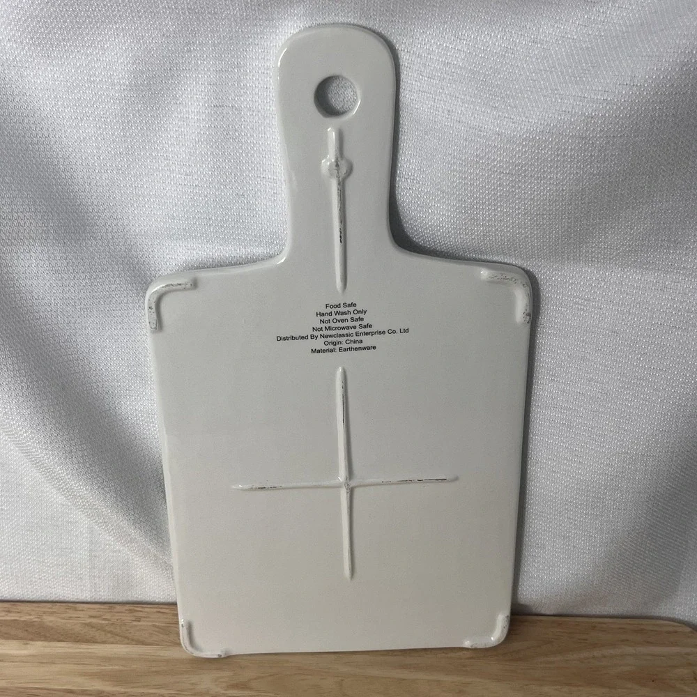 Ceramic white serving/ cutting/charcuterie board- made bunny and woven design